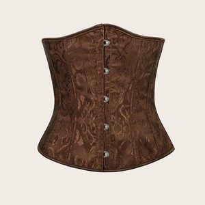Corset sous-poitrine en jacquard floral premium avec baleines en acier, style gothique vintage, pour femme, Halloween, cosplay, effet sablier, logo personnalisé - Product Image 4