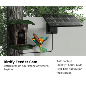Nourrisseur d'oiseaux AI solaire Elecpat, avec reconnaissance AI, vidéo en direct en HD 1296P et reconnaissance automatique des - Product Image 3