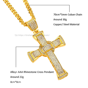 Hip Hop Classic <b>Cross</b> Pendant Necklace Men's Hip Hop Necklace Hiphop - Product Image 1