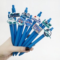 Stylo bille en PVC souple à thème aquatique Kawaii avec logo personnalisé, stylo promotionnel fantaisie OEM, MOQ 100 pièces