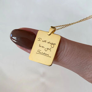 Colliers pendentifs personnalisés en acier inoxydable plaqué or 18 carats, gravés à la main, rectangulaires, avec inscription « Je t'aime toujours » - Product Image 1