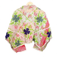 Veste matelassée indienne respirante 100% coton, imprimée à la main, écologique, style vintage Kantha patchwork, col mandarin, pour femme, automne