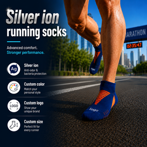 Chaussettes de course basses respirantes et amortissantes anti-odeur avec technologie à ions d'argent et logo personnalisé pour hommes et femmes - Product Image 2