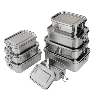 Custom in acciaio inox a prova di perdite Bento Lunch Box con fibbia in acciaio inox Sandwich contenitore per alimenti per bambini adulti