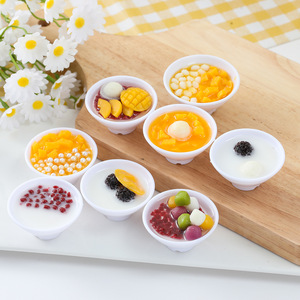 โมเดลชามขนมหวานขนาดจิ๋ว Y1059 เหมือนจริง ชามใส่ขนมหวานจำลอง ชามใส่ทาร์โอบอล มะม่วง ส้มโอ <span class=keywords><strong>สาคู</strong></span> พุดดิ้ง ของเล่นจี้ห้อยคอ - Product Image 1