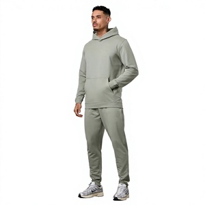 Conjunto Deportivo Informal para Hombre, Color Gris Claro, con Capucha, Pantalón Largo, Bolsillos Laterales, Corte Regular, 100% Algodón, para Otoño - Product Image 1