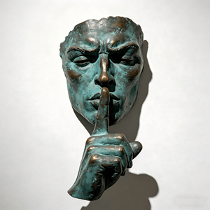 Scultura Retrò in Bronzo con Gesto Silenzioso, Scultura 3D Stereoscopica a Mezzo Busto Adatta per l'Interior <span class=keywords><strong>Design</strong></span> Moderno - Product Image 1