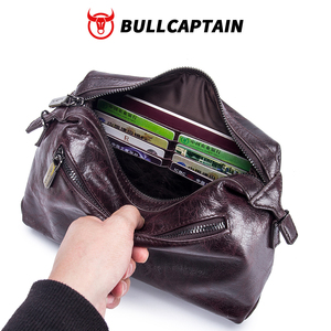 Bolsos de mensajero BULLCAPTAIN para hombre, bolso cruzado informal de cuero para hombre, bolso de hombro de negocios marrón y negro, bolso de mano masculino de piel de vaca - Product Image 4