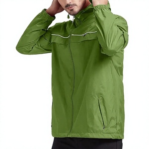 Chaqueta Cortavientos Impermeable y Transpirable para Hombre, Color Verde, Sin Capucha, Cierre de Cremallera, Informal, para Exteriores, Temporada de Invierno, Ligera - Product Image 1