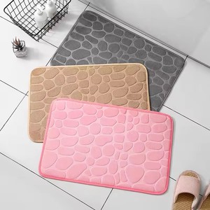 Pebble Embossed Coral Velvet Bathroom Non Slip Mat Household Quick <b>Drying</b> <b>Small</b> Carpet <b>Machine</b> Washable Home Floor Rugs - Product Image 2