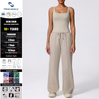 Ensemble de yoga 2 pièces pour femme : débardeur ajusté à col carré + pantalon large taille haute à cordon de serrage, extensible dans quatre directions, séchage rapide