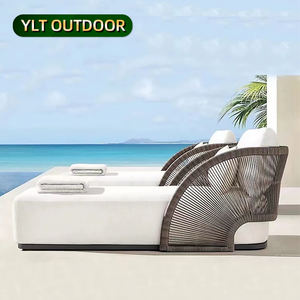 كراسي للاستلقاء في الهواء الطلق للحديقة مقاومة للماء بجانب المسبح كراسي للتشمس حبل منسوج كرسي شاطئ - Product Image 1