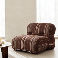 Fauteuil d'appoint minimaliste en tissu rayé avec rembourrage en mousse, fauteuil de loisirs individuel pour chambre à coucher, salon et salle d'exposition