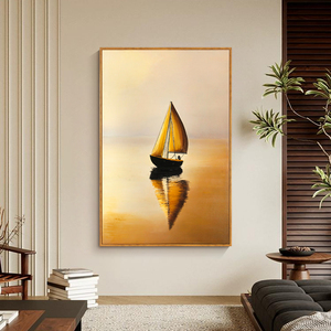 Póster <span class=keywords><strong>de</strong></span> Arte Abstracto Minimalista con Elementos <span class=keywords><strong>de</strong></span> Veleros, Pintura Moderna para Decoración del Hogar, Mural <span class=keywords><strong>de</strong></span> Lienzo Pintado a Mano - Product Image 3