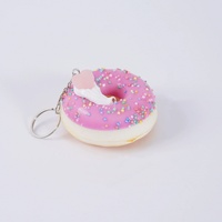 Porte-clés pendentif en forme de beignet simulé, jouet anti-stress souple à récupération rapide, beignet coloré en forme de boule