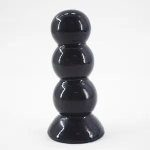 LUUK 14.5cm 5.7" short anal plug dia 4.5cm thick butt plug 3 balls bead shaped black PVC anal beads plug dildo with suction cup