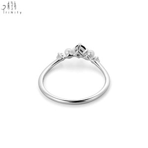 Hong Kong Supplier Fine Jewelry Wholesale 18K White Gold Natural Sapphire Diamond Freshwater Pearl Ring For Women Daily Wear - Product Image 4