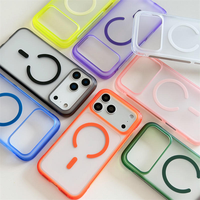 Coque de téléphone antichoc transparente magnétique aux couleurs bonbon en TPU+PC avec coussin d'air, design de luxe, protection renforcée pour 18