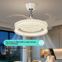 Ventilateur de plafond de style médiéval pour salle à manger et chambre à coucher, éclairage Zhongshan intégré, compatible Tmall Genie, intensité réglable, garantie de 2 ans
