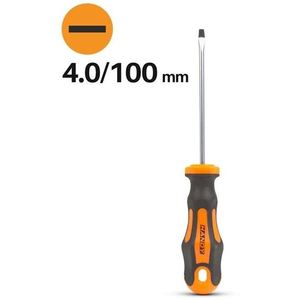 Flat <b>Screwdriver</b> 4.0x100 Mm With Orange Handle For <b>Precision</b> Repair Tasks - Product Image 1