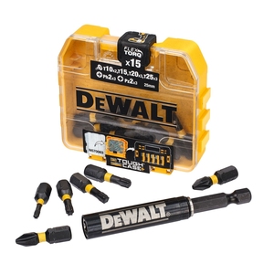 Jeu de tournevis Dewalt Flex Torq, 15 pièces, T10 T15 T20 T25 Ph2 Pz2, 25 mm, étui robuste - Product Image 1