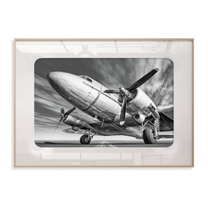 Modern <strong>Printed</strong> Decoration Painting Nordic Black and White Aircraft With White Mat Landscape Poster <strong>Art</strong> on <strong>Canvas</strong> - Product Image 2