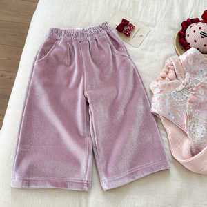 Tongxingyuan Girls Cheongsam Set Pink Velvet Three Piece Winter Outfit Fleece Lined Flower Pattern Cotton Fabric - Product Image 4