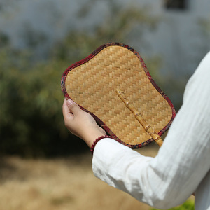 Handmade Bamboo Woven Fan Large Retro Natural Craft Art Collectible Gift - Product Image 4