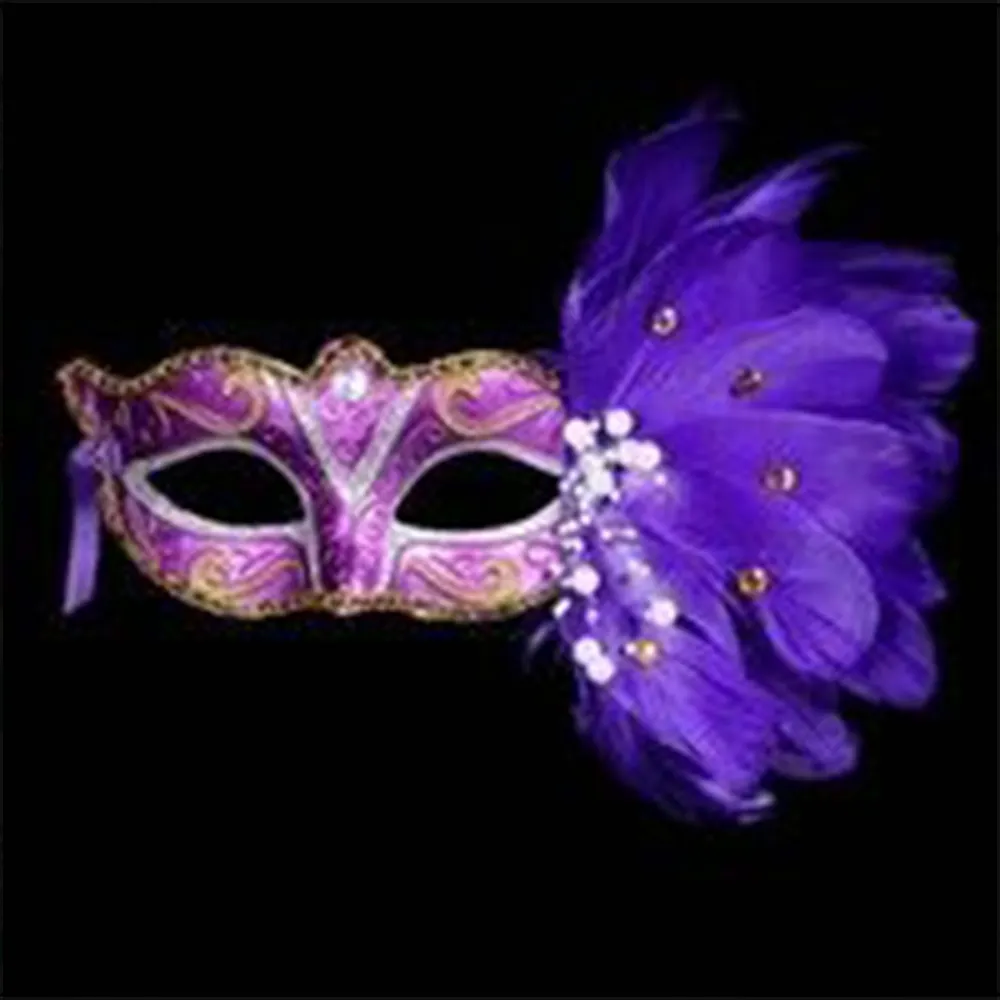 Factory Hot Sales Excellent Quality Feather Mask For Royal Masquerade Dancing Party, Halloween Black Mask