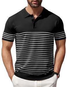 T-shirts à manches courtes en tricot rayé personnalisé pour polo de golf d'été pour hommes broderie pour uniformes d'équipe en vrac disponible - Product Image 5