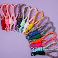 Großhandel Polyester Modisches Damen-Handgelenkband Handgewebtes Zweifarbiges Telefonband Schlüsselanhänger Hängeriemen Schlüsselringe