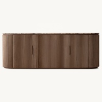 Meuble TV RH moderne en chêne haut de gamme, taille personnalisable, console multimédia 4 portes, plateau en marbre de luxe, bois artisanal, divertissement