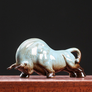 Adornos de cerámica de vaca Feng Shui para el hogar, atracción de riqueza, decoraciones de escritorio chinas, artesanías para el hogar y la Oficina, artesanías de resina - Product Image 2