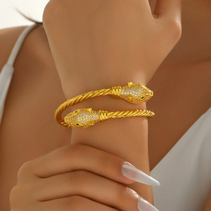 Snake Shape <b>Crystal</b> Rhinestone Open Bangle For Women Fashion Jewelry Gift - Product Image 1