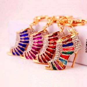 Alloy Rhinestone High Heel Shoes <b>Key</b> <b>Chain</b> Bright Color Oil Dropping Luxury Metal Bag Pendant Small Gift Womens Accessories - Product Image 1