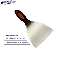 Couteau à enduit industriel robuste de 4 pouces pour le bricolage, lame en acier à haute teneur en carbone, manche ergonomique en plastique bicolore pour murs