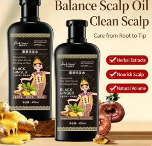 Shampoo au gingembre noir, extrait de plantes, soin hydratant pour les cheveux, lavage nettoyant, 400 ml - Product Image 5