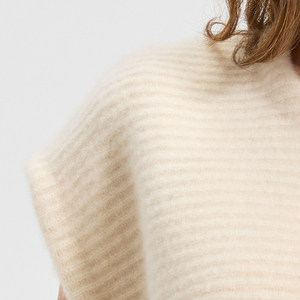 Cardigan en tricot côtelé à manches chauve-souris pour femme, col boutonné, couleur unie, pour l'automne, 100% cachemire, décontracté - Product Image 6