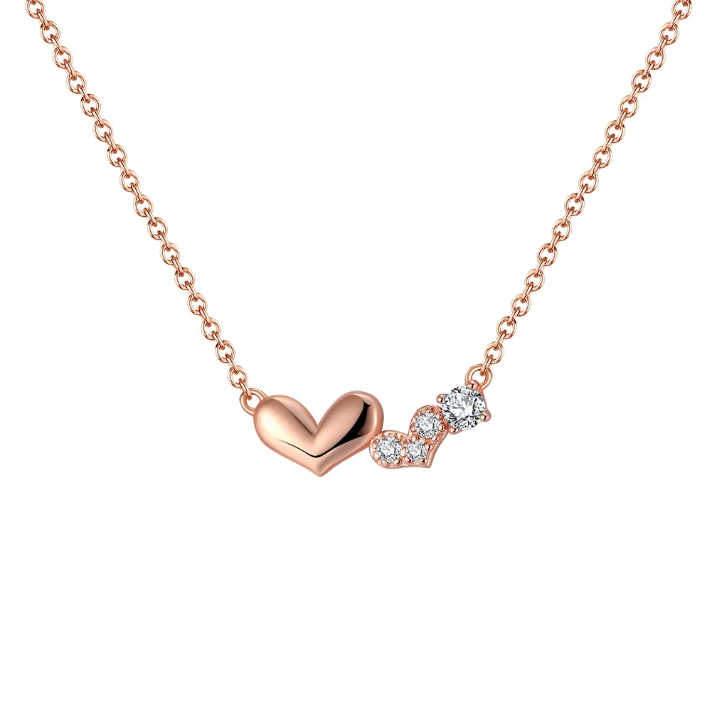 RINNTIN EQN13 New Arrival Heart Necklace 925 Sterling Silver Rose Gold Plated Charm Initial Necklace Jewellery for Women 2020