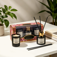 Coffret Cadeau Luxe Parfumé : Diffuseur à Bâtonnets 100ml et Bougies en Cire de Soja dans un Pot en Verre pour la Décoration Intérieure