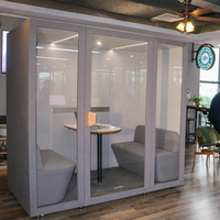 Cabine de réunion décorative moderne pour immeuble de bureaux, entrepôt, cabine téléphonique insonorisée avec système de circulation d'air, cadre en aluminium