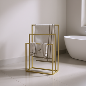 Toallero de Hierro Dorado Independiente de 96 cm con 3 Barras, Diseño Elegante para Baño y Hogar - Product Image 2