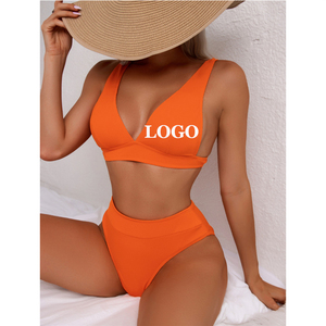 Traje de Baño de Diseñador 2024, <span class=keywords><strong>Bikini</strong></span> de Tela Spandex, Conjunto de <span class=keywords><strong>Bikini</strong></span> Básico, MOQ Pequeño - Product Image 1