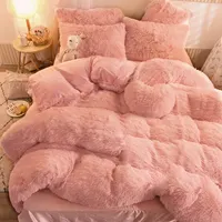 Fluffy Bed Tröster Set Bett bezug Set Fluffy Bettwäsche Set Luxus Plüsch Shaggy Velvet Bett bezug und Kissen bezug
