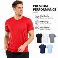T-shirt de sport pour homme en tissu extensible doux, respirant, anti-boulochage, de haute qualité, avec logo imprimé sur mesure OEM