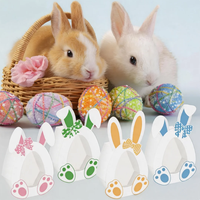 Lot de 10 boîtes en carton transparentes faites à la main avec fenêtre, motif lapin, pour emballage cadeau de chocolats, décoration de paquet d'œufs pour la fête de Pâques