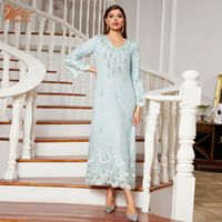 Uni Personnalisation Arabe Dubaï Jacquard Robe Abaya Broderie Vêtements Islamiques Caftan Africain pour Femmes Musulmanes Ramadan Eid