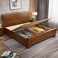 Lits en bois Lit simple Lit double Meubles de chambre à coucher Lit en bois de luxe léger chinois