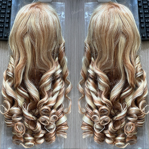 Ombre灰金发体波彩色假发13X4 13X6高清蕾丝正面卷曲假发角质层对齐印度头发蕾丝女性前假发 - Product Image 3