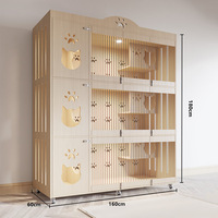 Nichoir moderne multi-niveaux en bois pour chats avec panneaux transparents, idéal pour l'hébergement d'animaux, la présentation en salon, construction robuste en bois massif